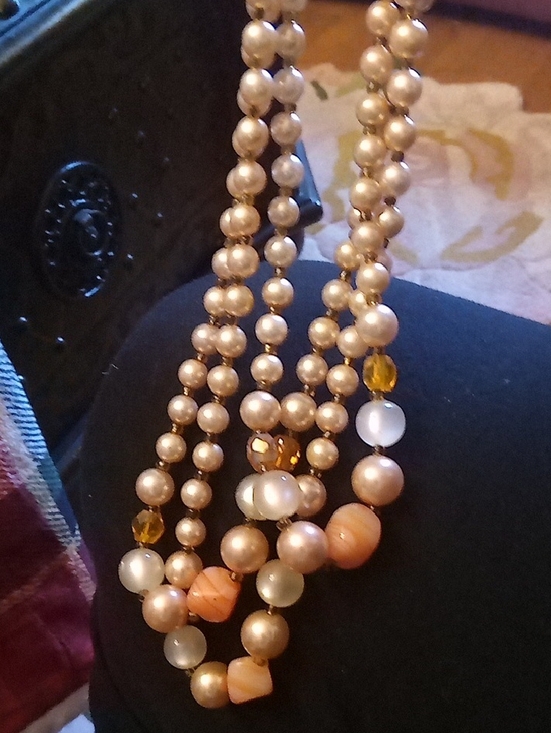 Nana's necklace Jewelry - Nana's Necklace 1950s Era. Oranges, Creams, Soft Peach Beads. 3 Strands